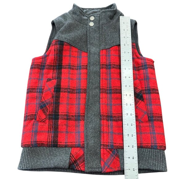 Oshkosh Genuine Kids Vest Boys 5T Red Gray Plaid Outerwear Full Zip - Picture 8 of 8